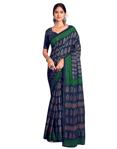 Siril Women'S Printed Cotton Saree With Unstitched Blouse Piece